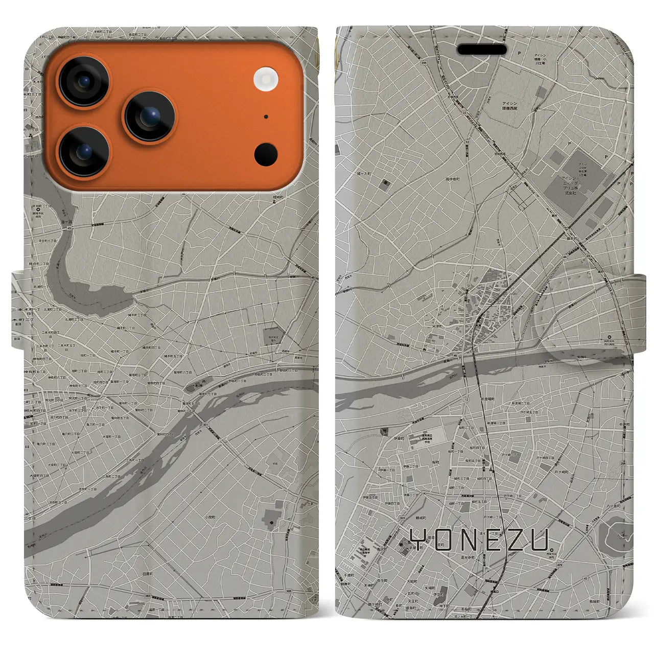 【米津（愛知県）】地図柄iPhoneケース（手帳タイプ）