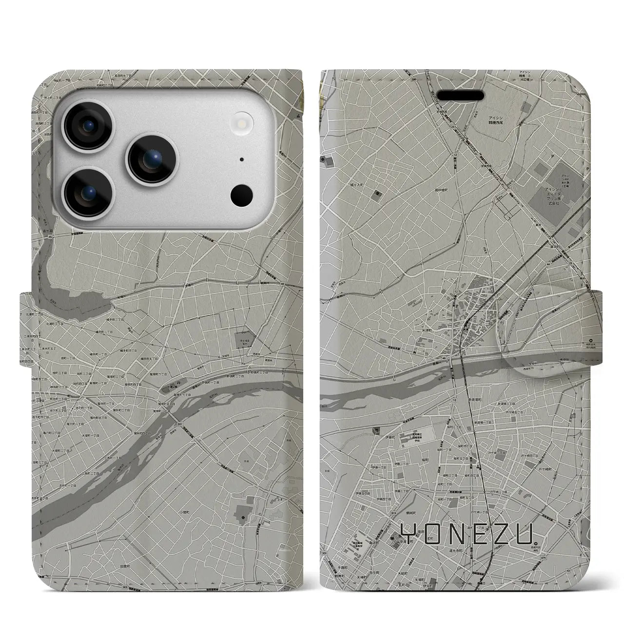 【米津（愛知県）】地図柄iPhoneケース（手帳タイプ）