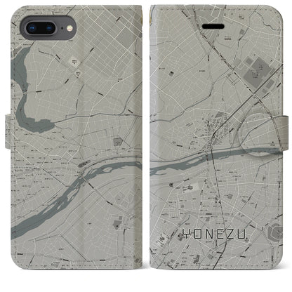 【米津（愛知県）】地図柄iPhoneケース（手帳タイプ）モノトーン・iPhone 8Plus /7Plus / 6sPlus / 6Plus 用