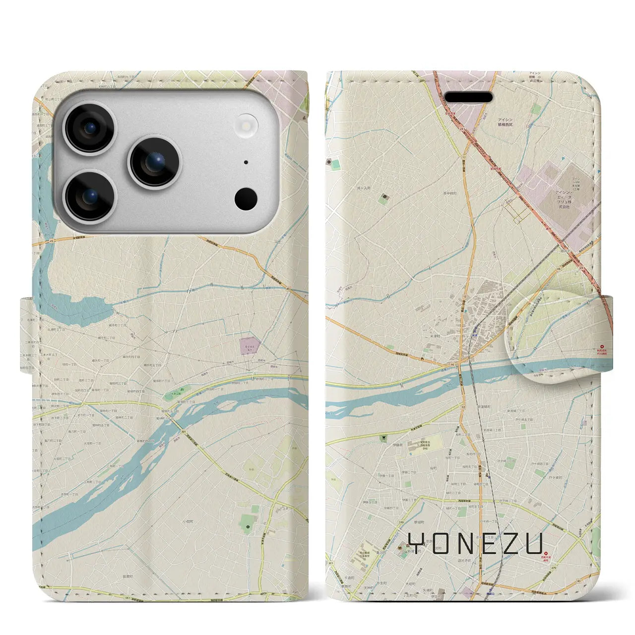 【米津（愛知県）】地図柄iPhoneケース（手帳タイプ）