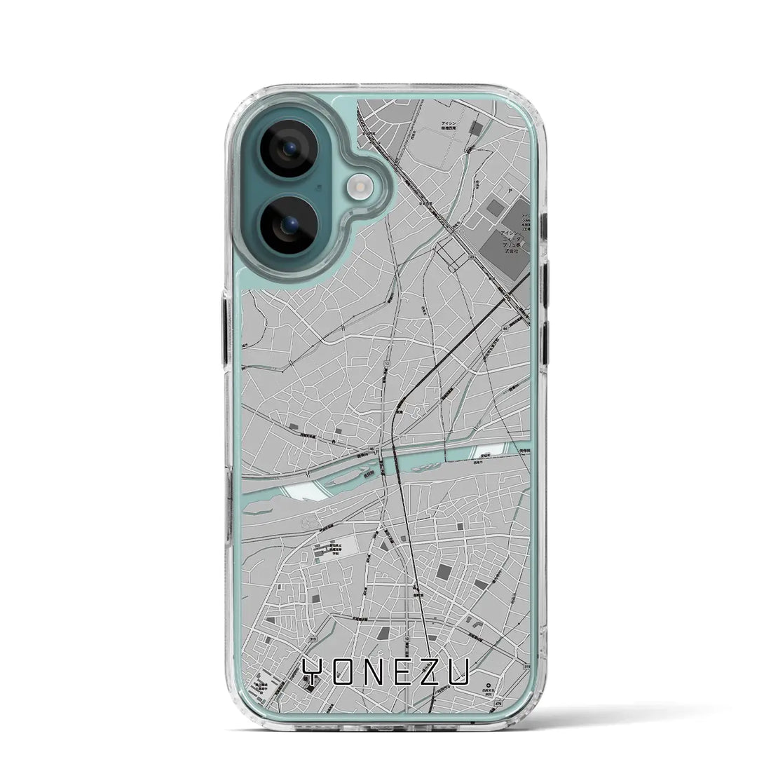 【米津（愛知県）】地図柄iPhoneケース（MagSafeタイプ）モノトーン・iPhone 16 Pro 用