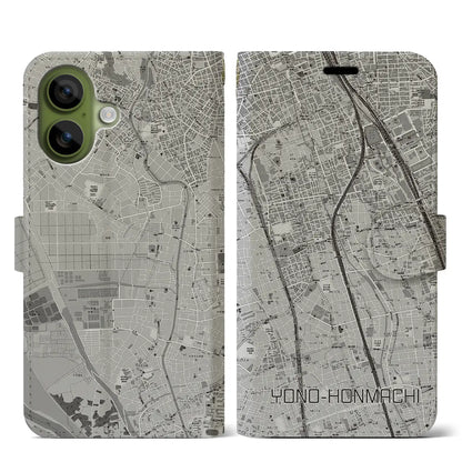 【与野本町（埼玉県）】地図柄iPhoneケース（手帳タイプ）