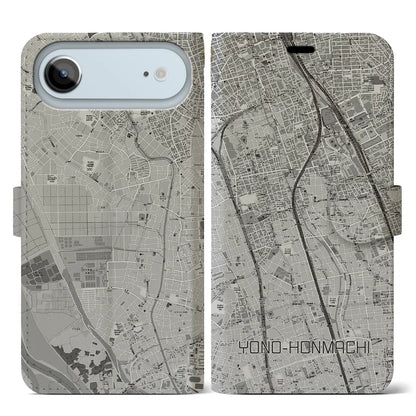 【与野本町（埼玉県）】地図柄iPhoneケース（手帳タイプ）