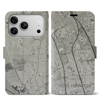 【与野本町（埼玉県）】地図柄iPhoneケース（手帳タイプ）