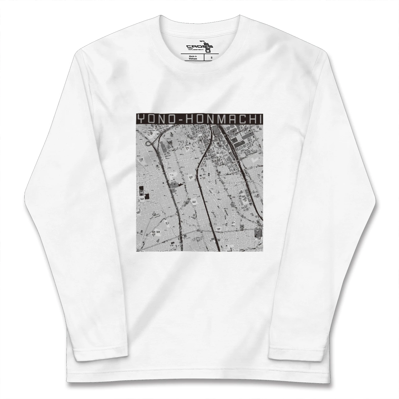 【与野本町（埼玉県）】地図柄ロングスリーブTシャツ