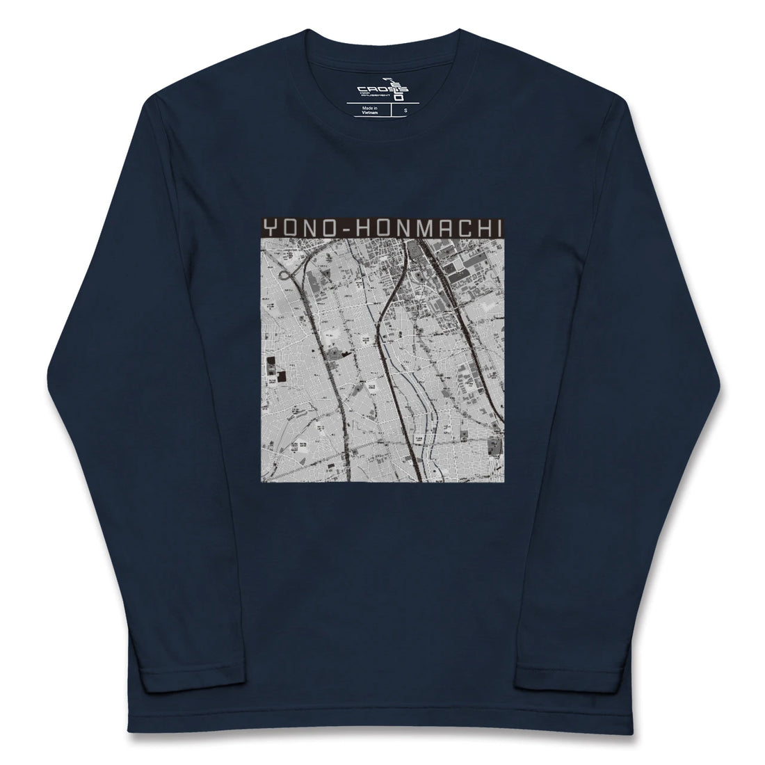 【与野本町（埼玉県）】地図柄ロングスリーブTシャツ