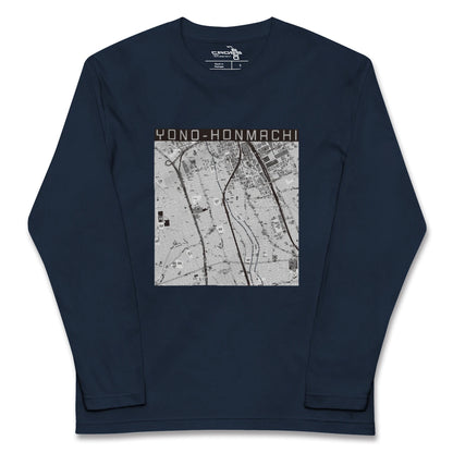 【与野本町（埼玉県）】地図柄ロングスリーブTシャツ