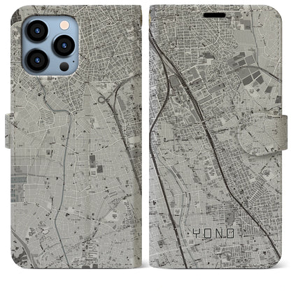 【与野】地図柄iPhoneケース（手帳両面タイプ・モノトーン）iPhone 13 Pro Max 用
