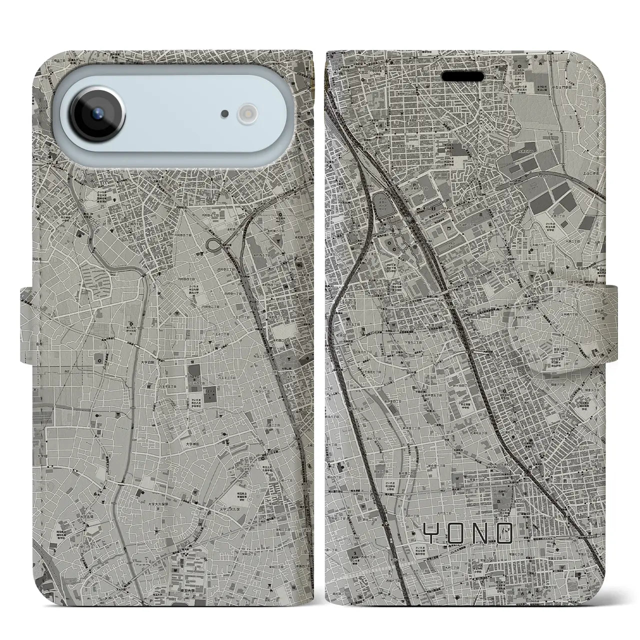 【与野（埼玉県）】地図柄iPhoneケース（手帳タイプ）