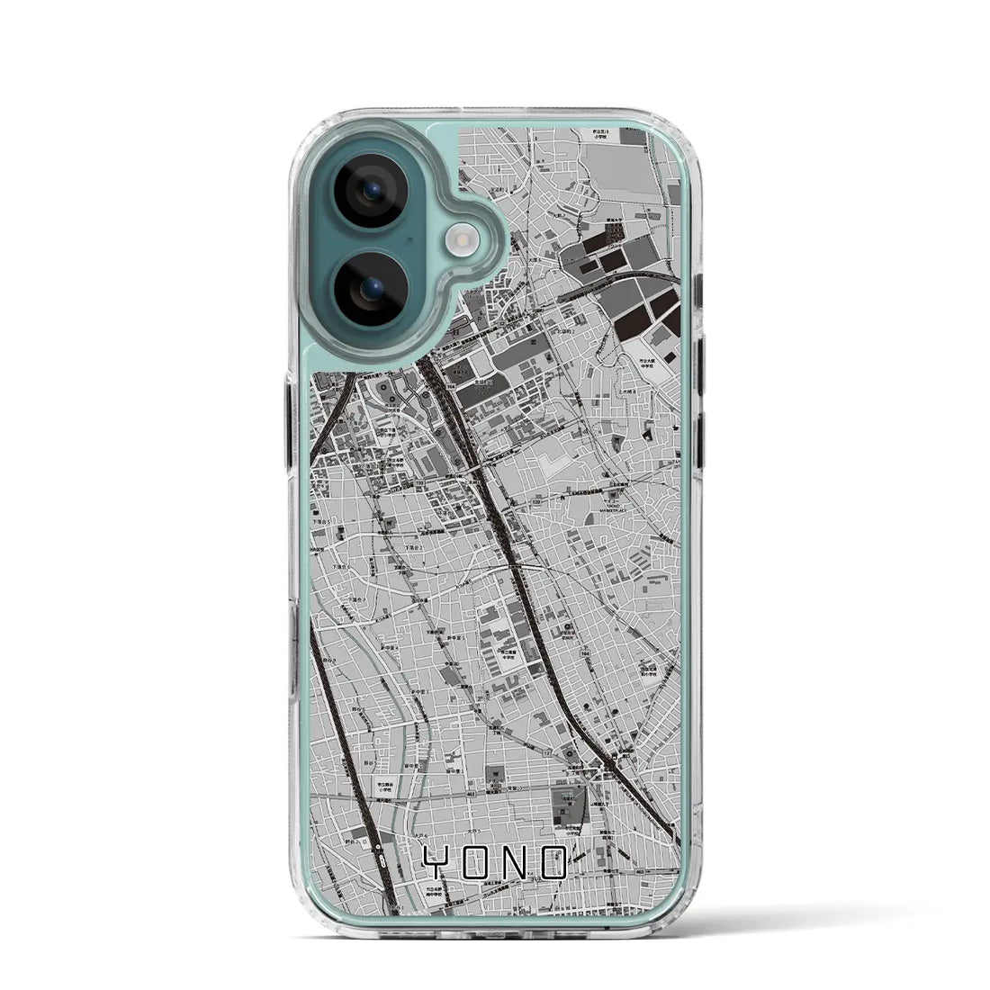 【与野（埼玉県）】地図柄iPhoneケース（MagSafeタイプ）モノトーン・iPhone 16 Pro 用