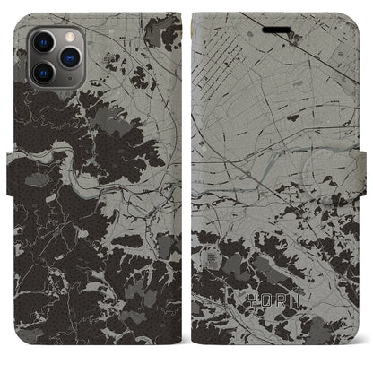 【寄居（埼玉県）】地図柄iPhoneケース（手帳タイプ）モノトーン・iPhone 11 Pro Max 用