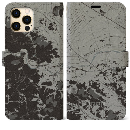 【寄居（埼玉県）】地図柄iPhoneケース（手帳タイプ）モノトーン・iPhone 12 Pro Max 用