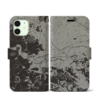 【寄居（埼玉県）】地図柄iPhoneケース（手帳タイプ）モノトーン・iPhone 12 mini 用