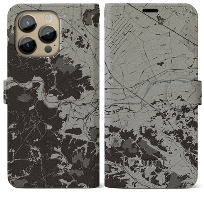 【寄居（埼玉県）】地図柄iPhoneケース（手帳タイプ）モノトーン・iPhone 14 Pro Max 用