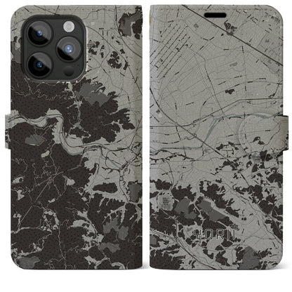 【寄居（埼玉県）】地図柄iPhoneケース（手帳タイプ）モノトーン・iPhone 15 Pro Max 用