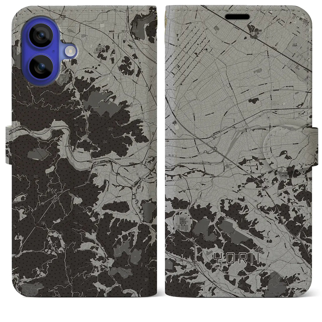 【寄居(埼玉県)】地図柄iPhoneケース(手帳タイプ)モノトーン・iPhone 16 Pro Max 用