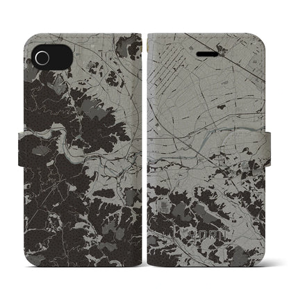 【寄居（埼玉県）】地図柄iPhoneケース（手帳タイプ）モノトーン・iPhone SE（第3 / 第2世代） / 8 / 7 / 6s / 6 用