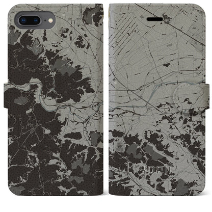 【寄居（埼玉県）】地図柄iPhoneケース（手帳タイプ）モノトーン・iPhone 8Plus /7Plus / 6sPlus / 6Plus 用