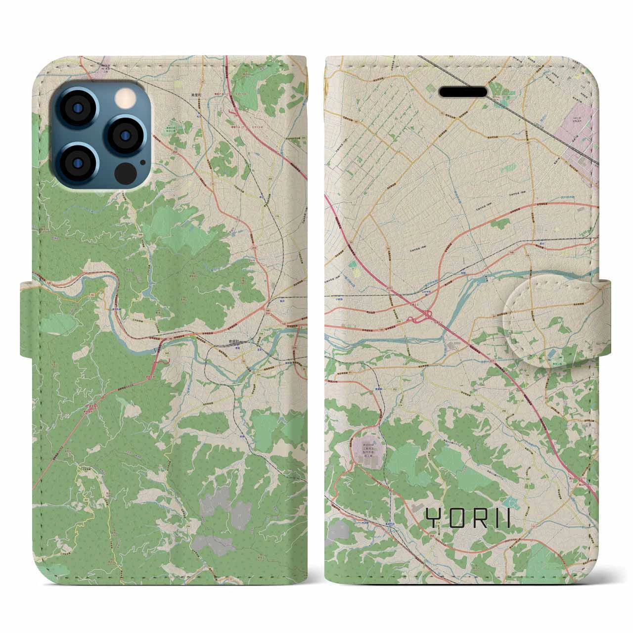 【寄居（埼玉県）】地図柄iPhoneケース（手帳タイプ）