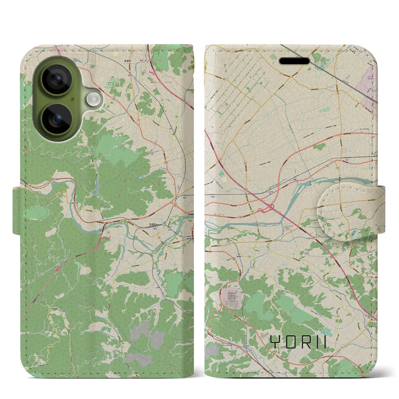 【寄居（埼玉県）】地図柄iPhoneケース（手帳タイプ）