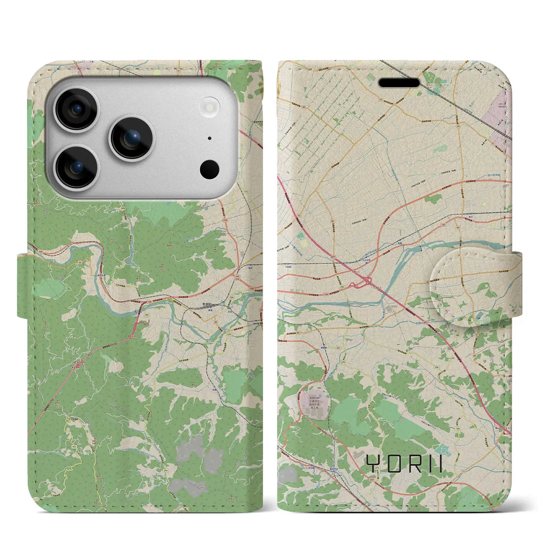 【寄居（埼玉県）】地図柄iPhoneケース（手帳タイプ）モノトーン・iPhone 17 Pro Max 用