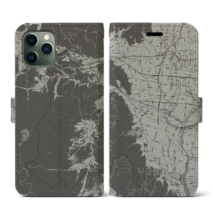 【養老（岐阜県）】地図柄iPhoneケース（手帳タイプ）モノトーン・iPhone 11 Pro 用