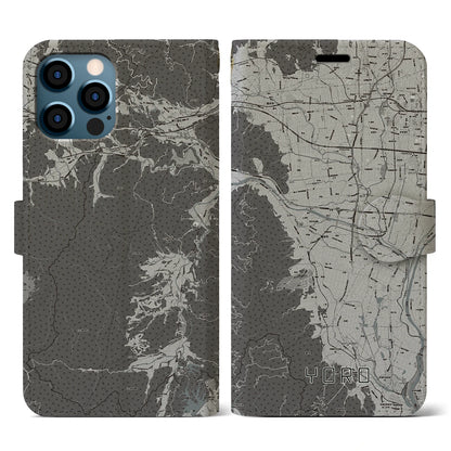 【養老（岐阜県）】地図柄iPhoneケース（手帳タイプ）モノトーン・iPhone 12 / 12 Pro 用