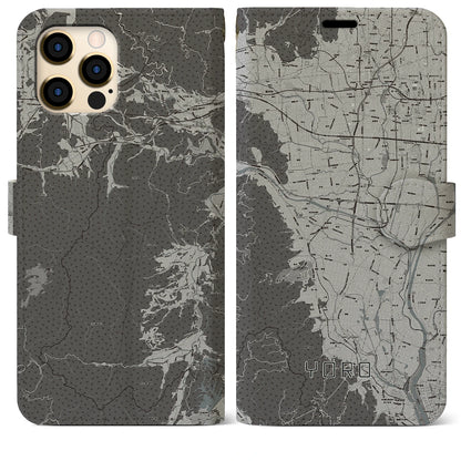 【養老（岐阜県）】地図柄iPhoneケース（手帳タイプ）モノトーン・iPhone 12 Pro Max 用