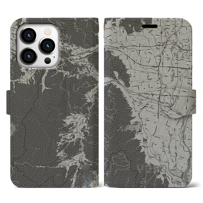 【養老（岐阜県）】地図柄iPhoneケース（手帳タイプ）モノトーン・iPhone 13 Pro 用