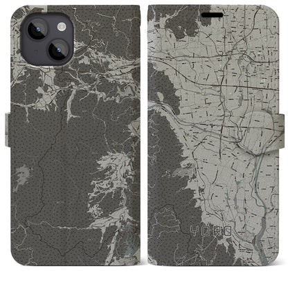 【養老（岐阜県）】地図柄iPhoneケース（手帳タイプ）モノトーン・iPhone 14 Plus 用