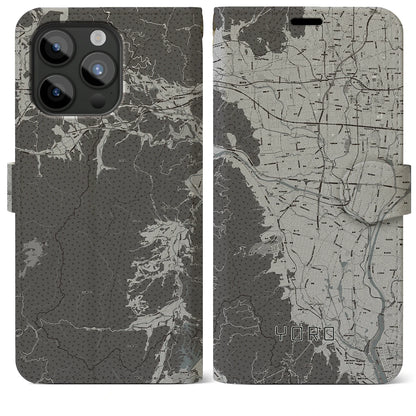 【養老（岐阜県）】地図柄iPhoneケース（手帳タイプ）モノトーン・iPhone 15 Pro Max 用