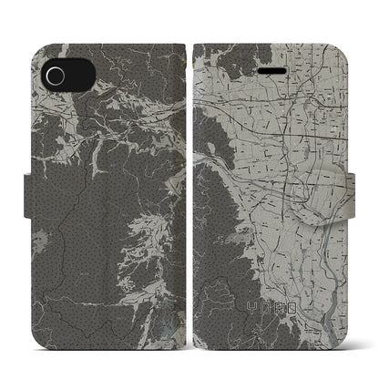 【養老（岐阜県）】地図柄iPhoneケース（手帳タイプ）モノトーン・iPhone SE（第3 / 第2世代） / 8 / 7 / 6s / 6 用