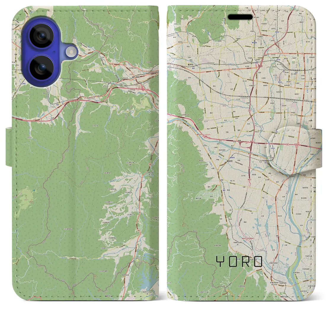 【養老(岐阜県)】地図柄iPhoneケース(手帳タイプ)ナチュラル・iPhone 16 Pro Max 用