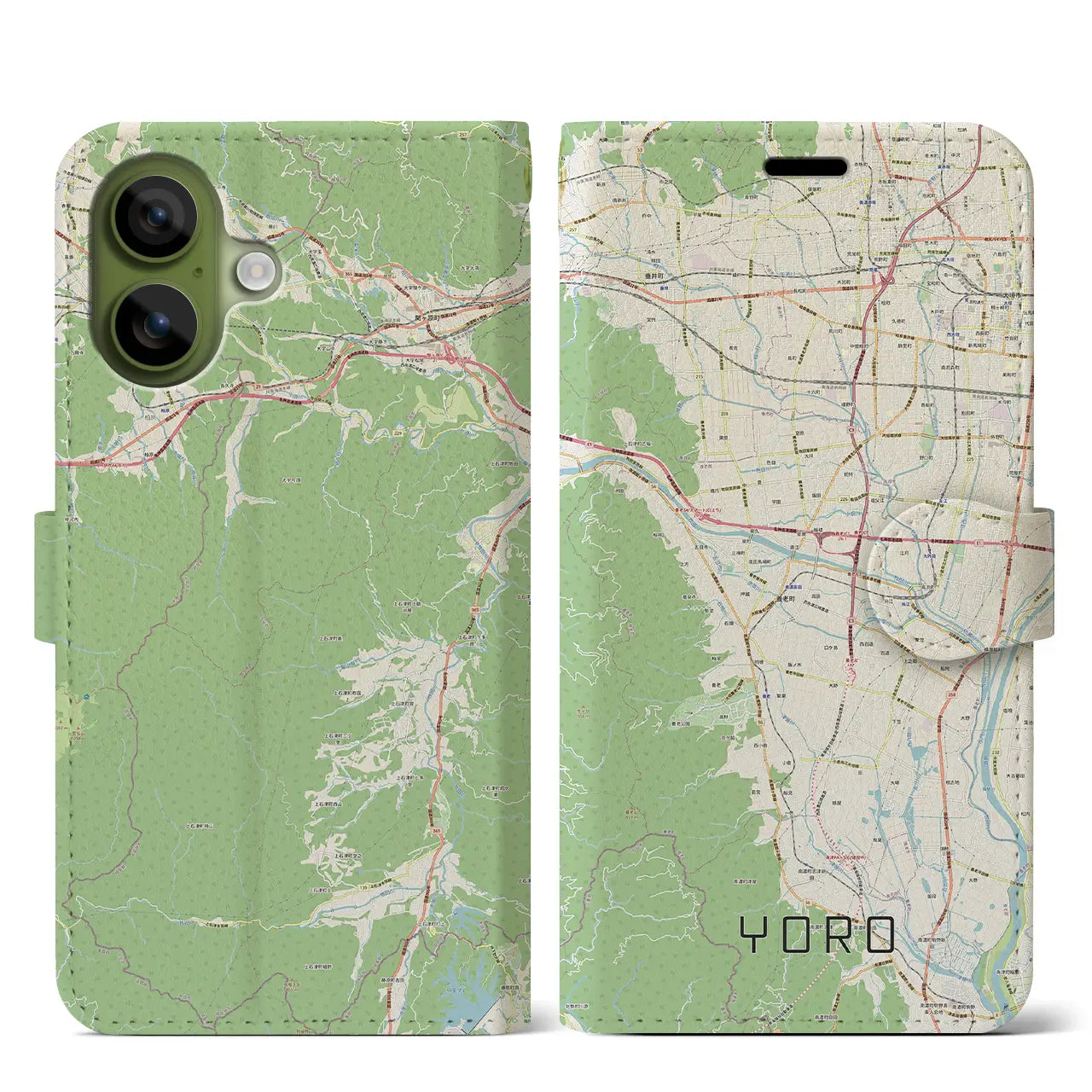 【養老（岐阜県）】地図柄iPhoneケース（手帳タイプ）