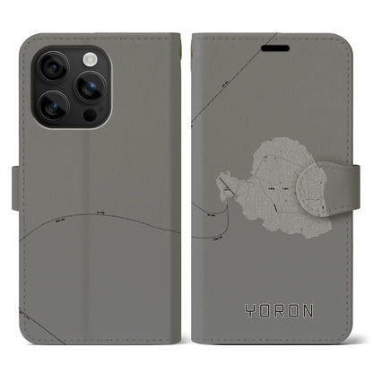 【与論（鹿児島県）】地図柄iPhoneケース（手帳タイプ）モノトーン・iPhone 16 用