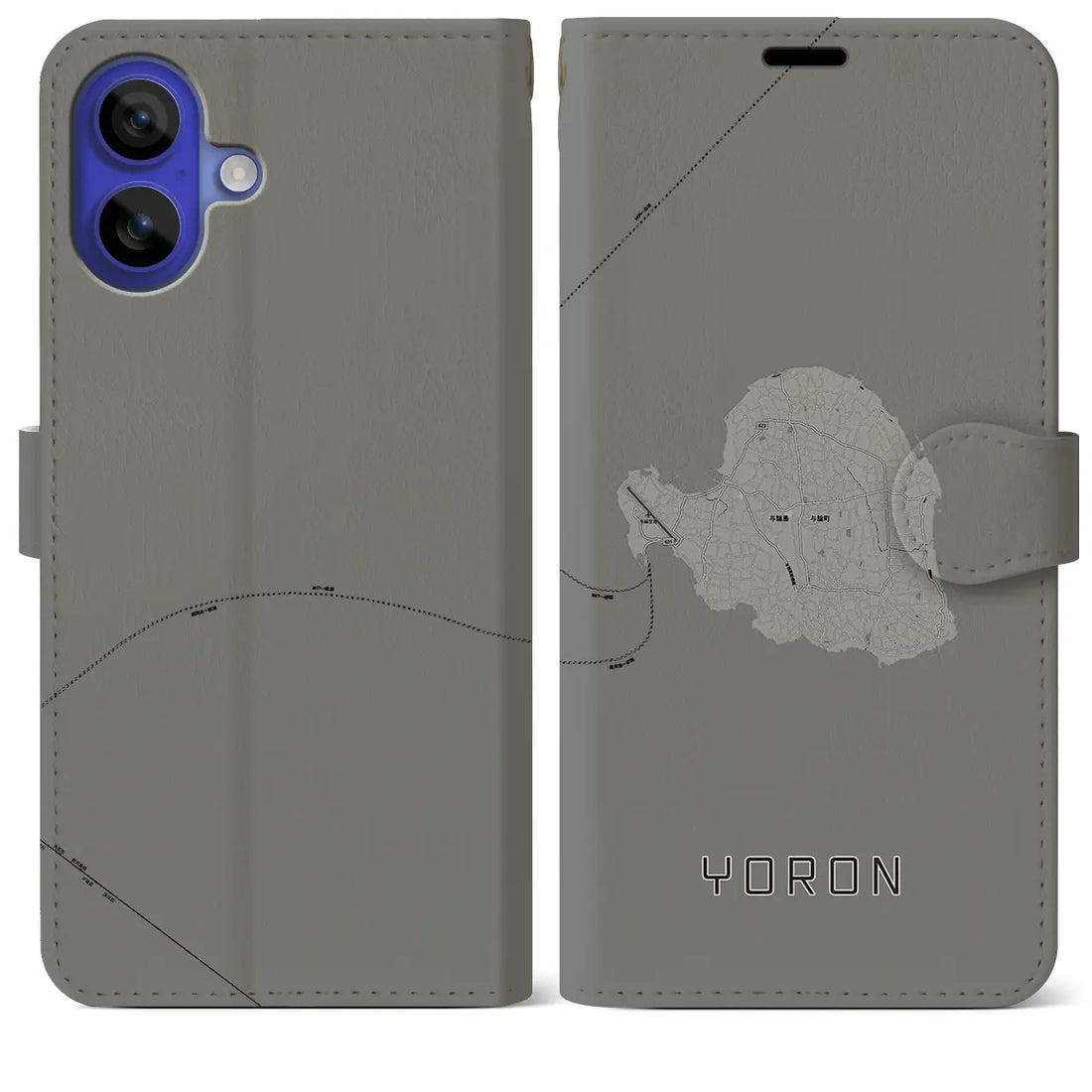 【与論(鹿児島県)】地図柄iPhoneケース(手帳タイプ)モノトーン・iPhone 16 Pro Max 用