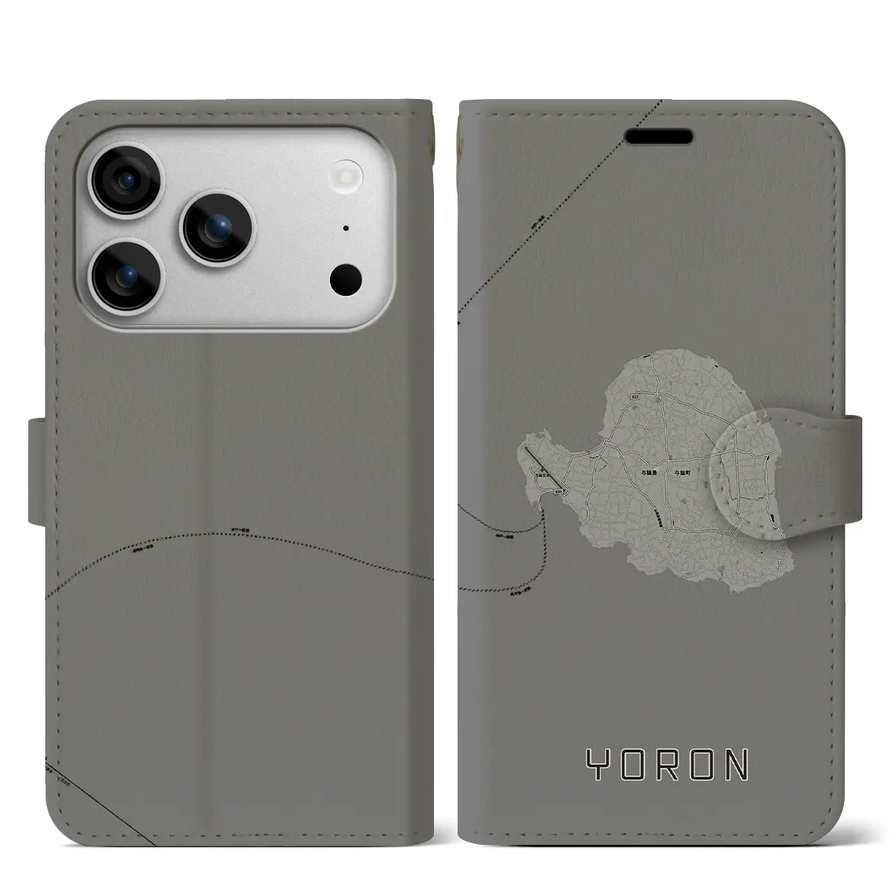 【与論（鹿児島県）】地図柄iPhoneケース（手帳タイプ）