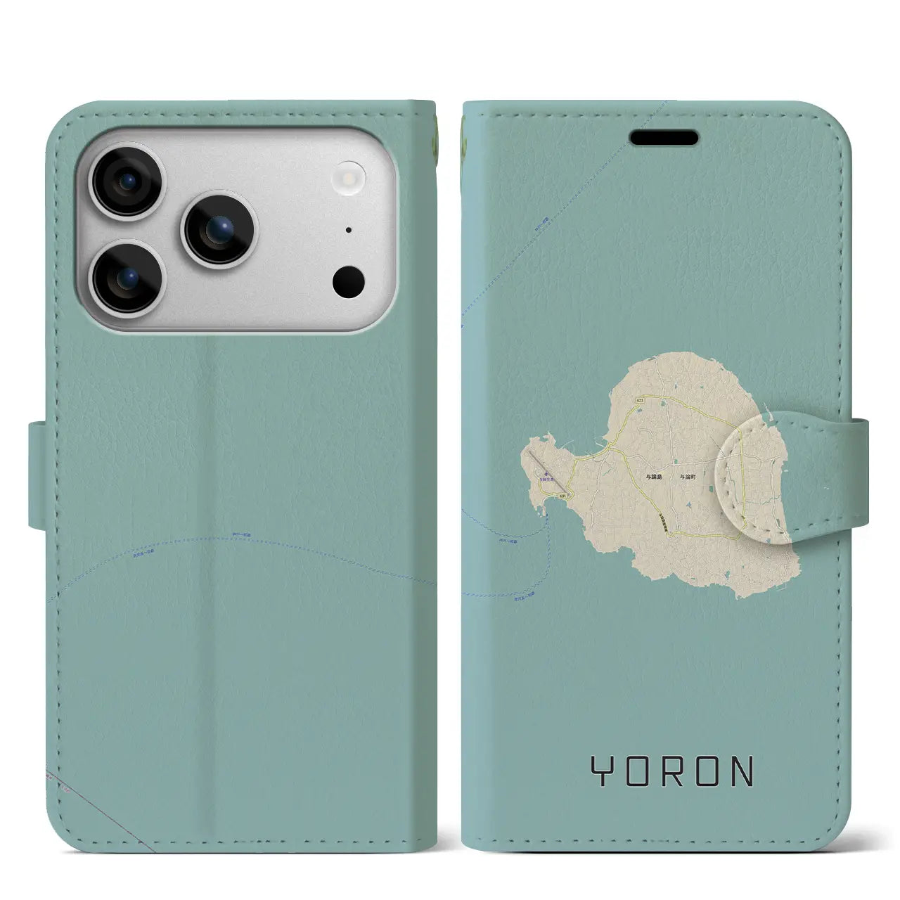 【与論（鹿児島県）】地図柄iPhoneケース（手帳タイプ）