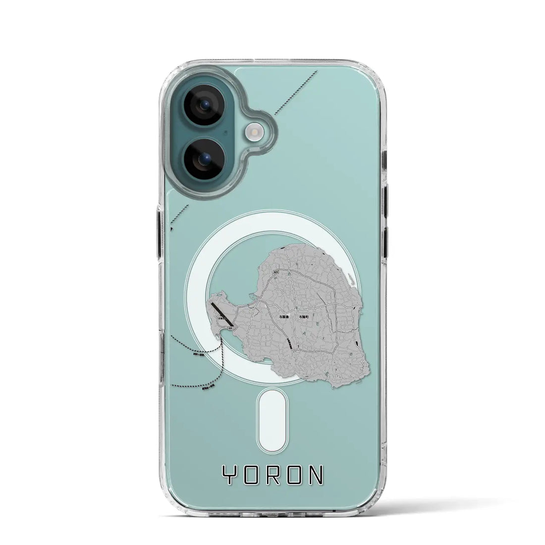 【与論(鹿児島県)】地図柄iPhoneケース(MagSafeタイプ)モノトーン・iPhone 16 Pro 用