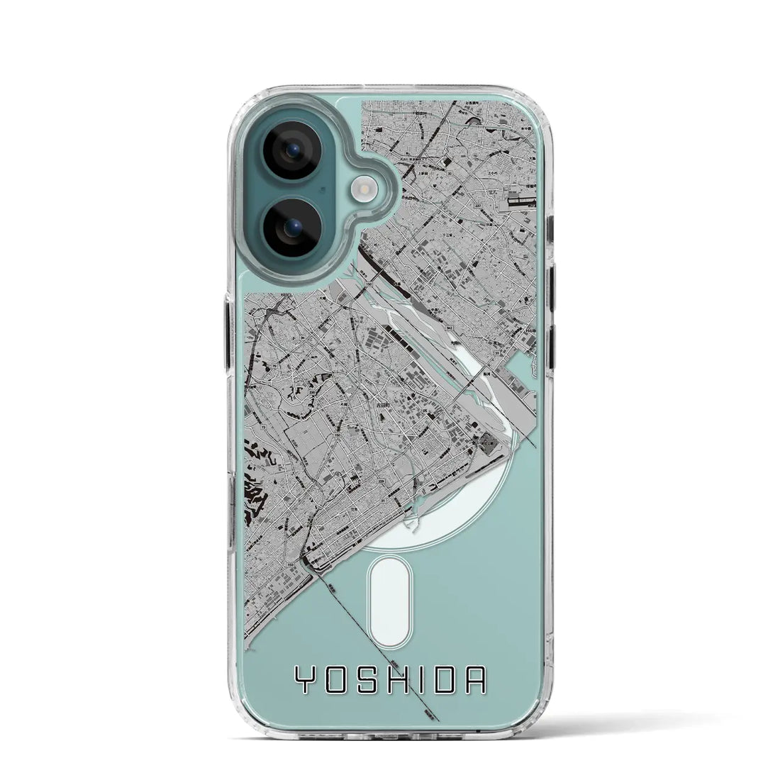 【吉田(静岡県)】地図柄iPhoneケース(MagSafeタイプ)モノトーン・iPhone 16 Pro 用