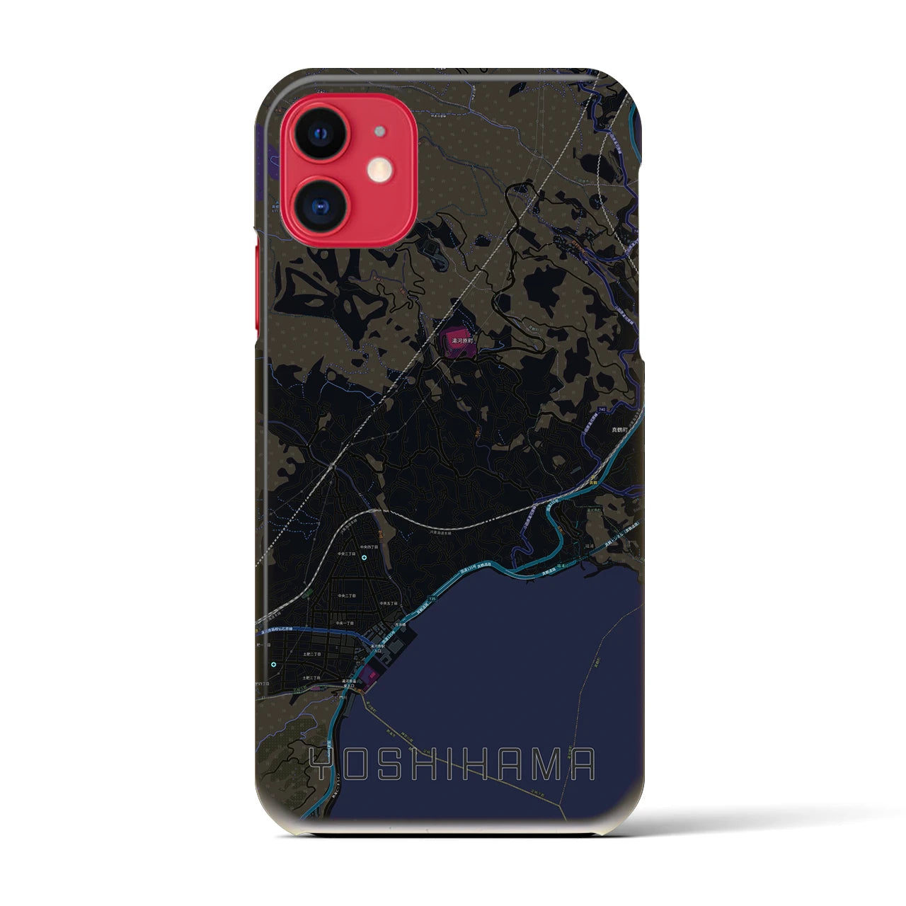 【吉浜】地図柄iPhoneケース（バックカバータイプ・ブラック）iPhone 11 用