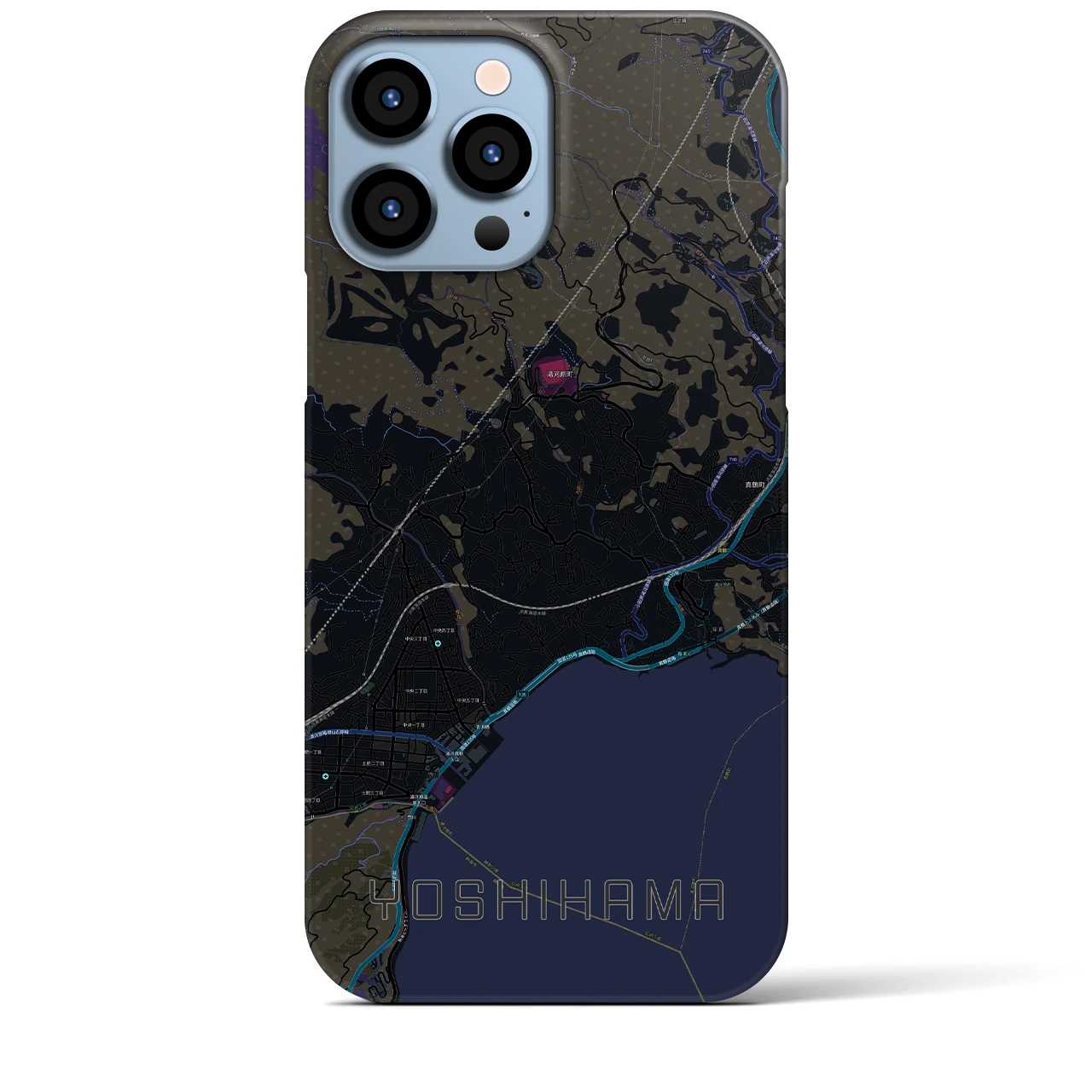 【吉浜】地図柄iPhoneケース（バックカバータイプ・ブラック）iPhone 13 Pro Max 用