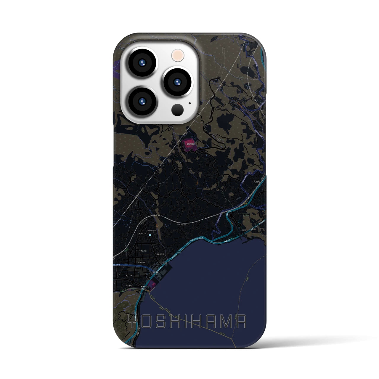 【吉浜】地図柄iPhoneケース（バックカバータイプ・ブラック）iPhone 13 Pro 用