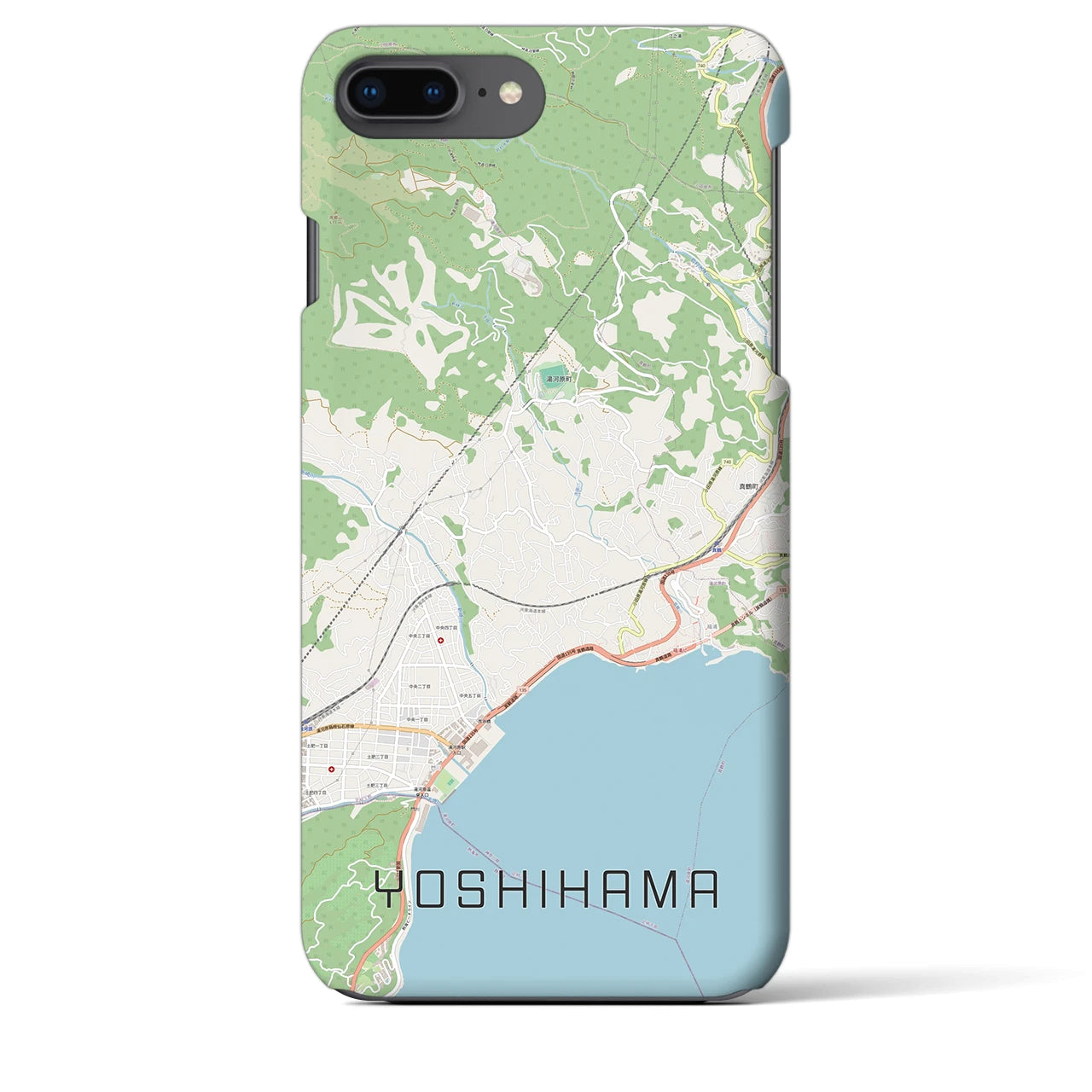 【吉浜】地図柄iPhoneケース（バックカバータイプ・ナチュラル）iPhone 8Plus /7Plus / 6sPlus / 6Plus 用