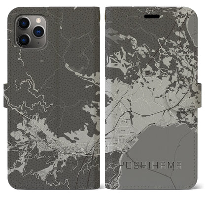 【吉浜（神奈川県）】地図柄iPhoneケース（手帳タイプ）モノトーン・iPhone 11 Pro Max 用