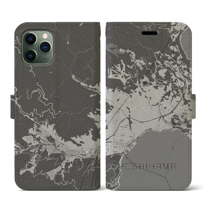 【吉浜（神奈川県）】地図柄iPhoneケース（手帳タイプ）モノトーン・iPhone 11 Pro 用