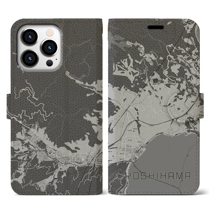 【吉浜（神奈川県）】地図柄iPhoneケース（手帳タイプ）モノトーン・iPhone 13 Pro 用