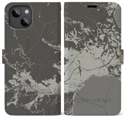 【吉浜（神奈川県）】地図柄iPhoneケース（手帳タイプ）モノトーン・iPhone 14 Plus 用