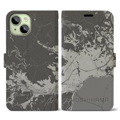 【吉浜（神奈川県）】地図柄iPhoneケース（手帳タイプ）モノトーン・iPhone 15 用