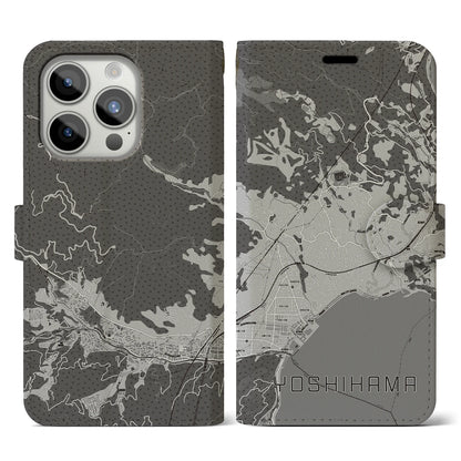 【吉浜（神奈川県）】地図柄iPhoneケース（手帳タイプ）モノトーン・iPhone 15 Pro 用